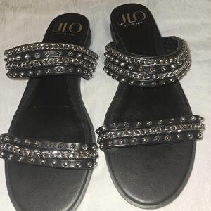 JLO Albi Black with Silver  Sandals Size 8M